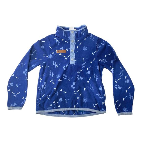 Girl’s Size Large Fleece Sweatshirt Obermeyer Blue Winter Print - Picture 1 of 9